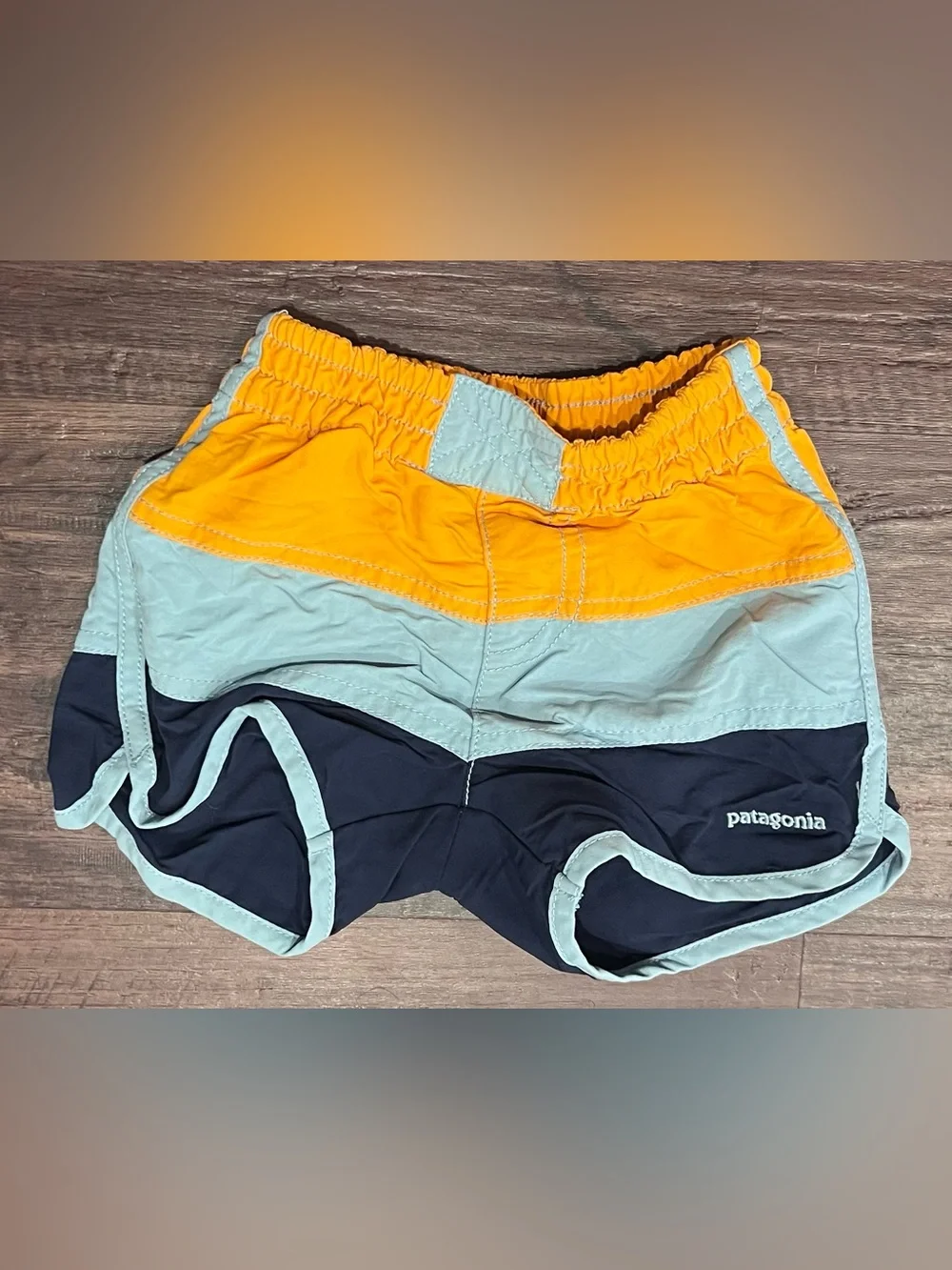 Patagonia Colorblock Swim Shorts - Orange/Light Blue/Navy